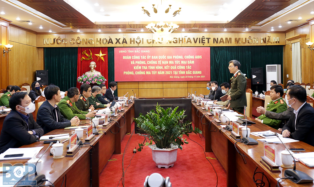 Ủy ban Quốc gia phòng, chống AIDS và phòng, chống tệ nạn ma túy, mại dâm làm việc tại tỉnh Bắc Giang