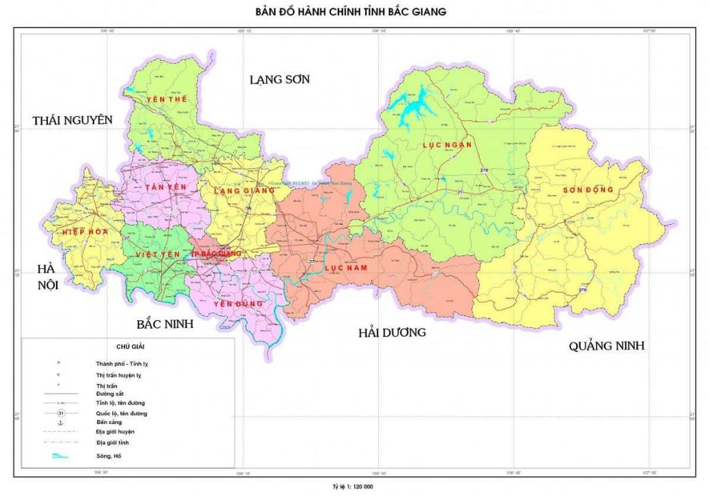 Các đơn vị hành chính của tỉnh Bắc Giang