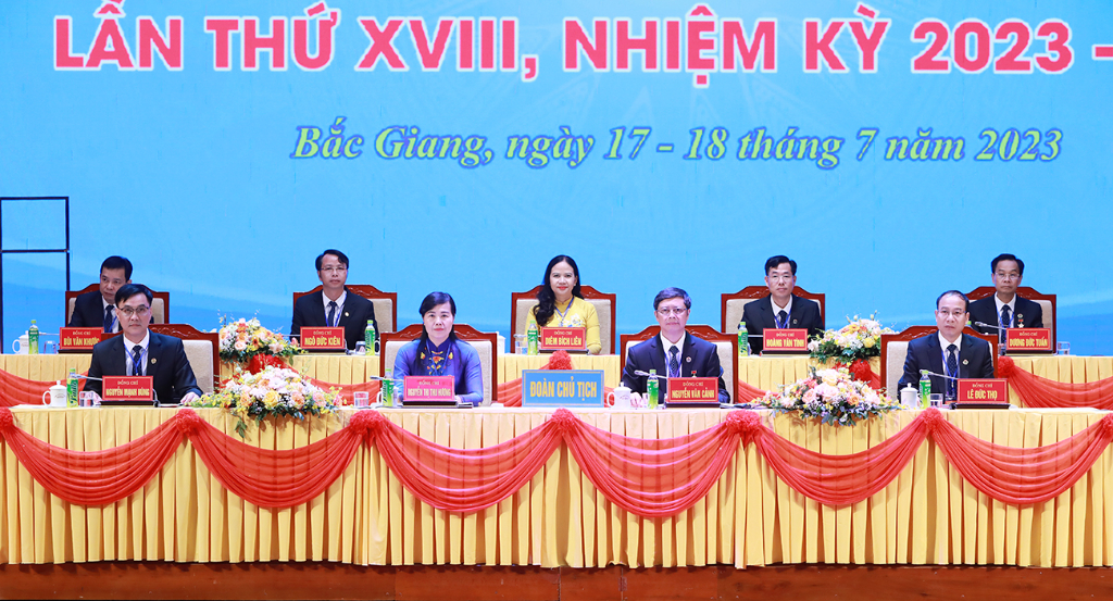Phiên họp ngày thứ nhất Đại hội Công đoàn tỉnh Bắc Giang lần thứ XVIII, nhiệm kỳ 2023 - 2028