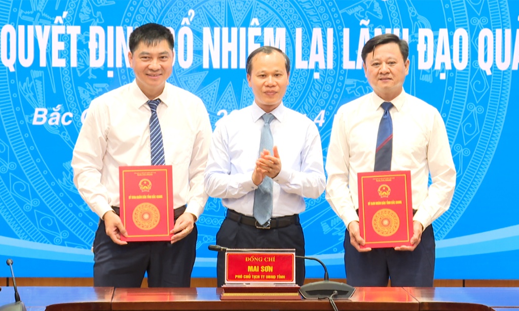 Bắc Giang: Công bố quyết định bổ nhiệm lại lãnh đạo quản lý một số sở, ngành