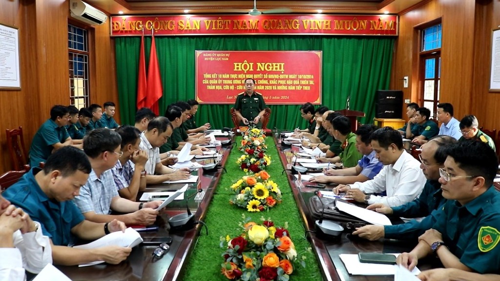 BCHQS huyện Lục Nam tổng kết 10 năm thực hiện Nghị quyết số 689, ngày 10/10/2014 của Quân ủy Trung ương về phòng, chống, khắc phục hậu quả thiên tai