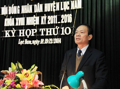 HĐND huyện Lục Nam khóa XVIII tổ chức Kỳ họp thứ 10, nhiệm kỳ 2011-2016  