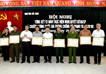 Bắc Giang: Tổng kết 12 năm thực hiện Nghị quyết số 09/CP và Chương trình Quốc gia phòng, chống tội phạm
